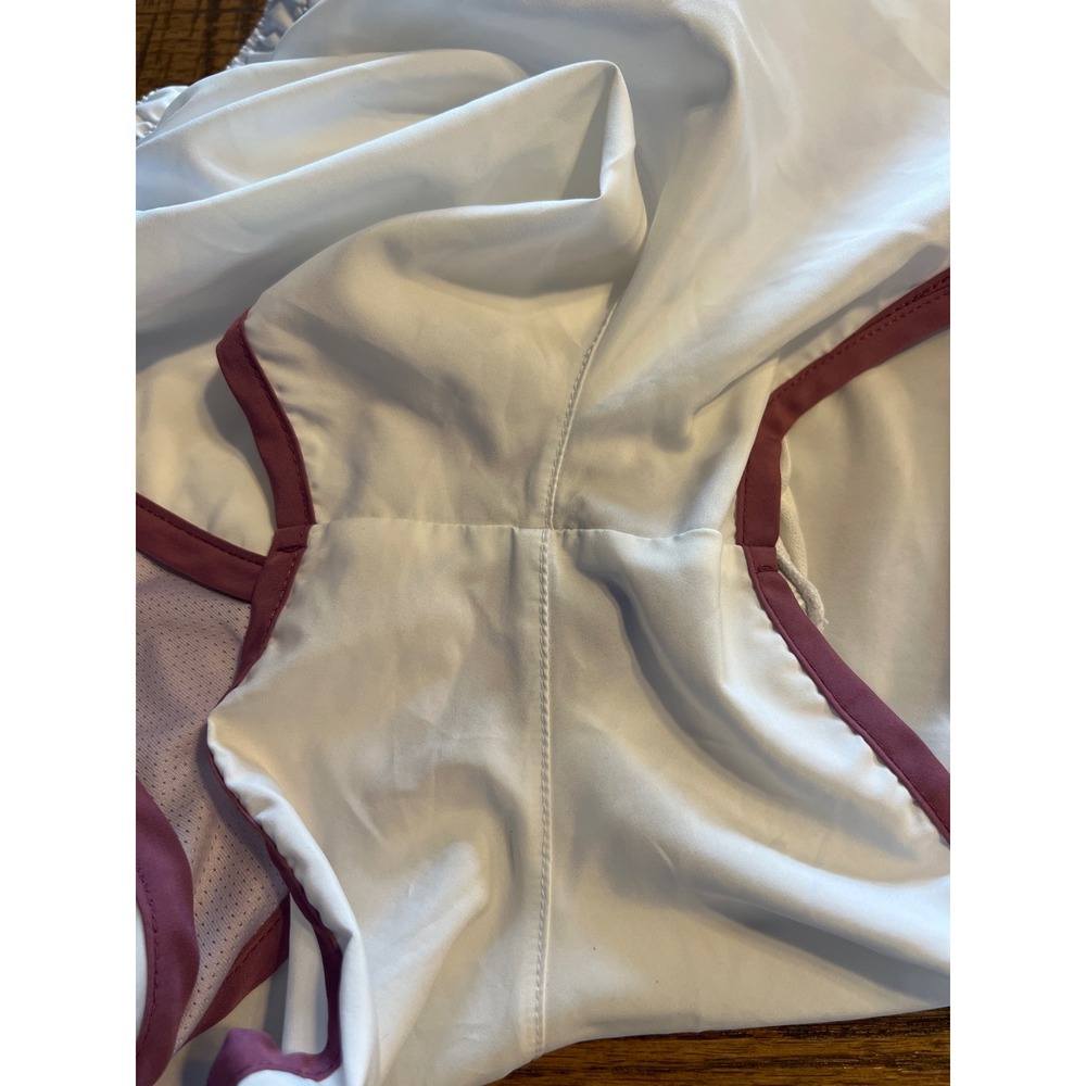 Nike Dri-FIT Running Shorts White Purple Mesh Panel Logo Athletic Womens XS Gym‎ - Picture 8 of 9